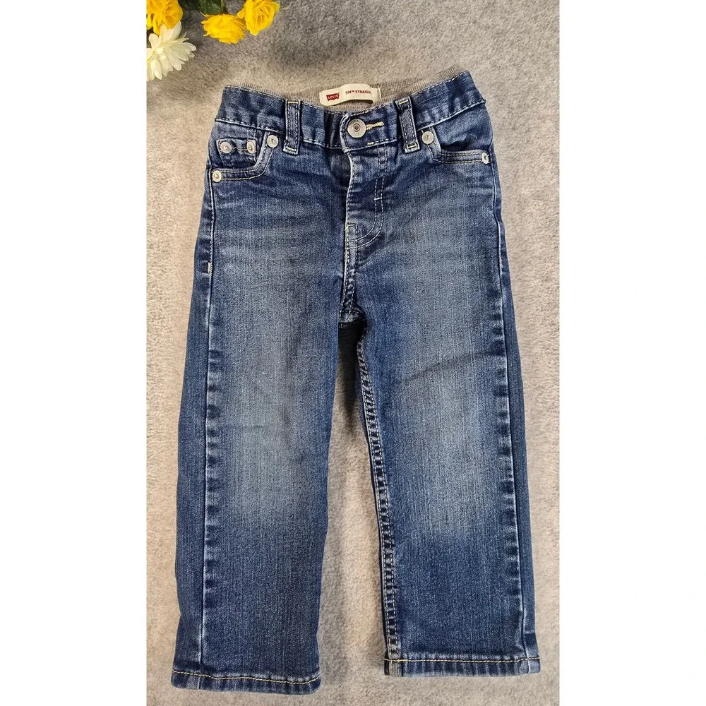 Levis 514 Straight Leg Jeans Toddler Boys Size 24M Blue Denim Elastic Waist